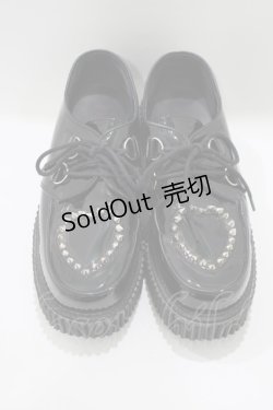 画像1: Demonia / CREEPER108/エナメルハートクリーパーシューズ US10(約26cm) ブラック H-25-03-24-053-PU-SH-KB-ZH
