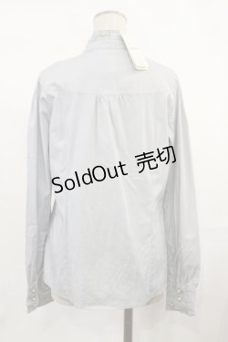 画像2: axes femme / ブローチ付きラッフルブラウス L サックス H-25-03-24-1027-AX-BL-NS-ZH
