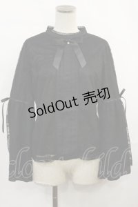 axes femme POETIQUE / リボン付レース姫袖ブラウス M ブラック H-25-03-24-1028-AX-BL-NS-ZH