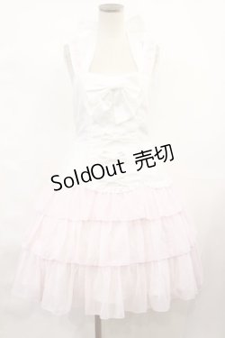 画像1: metamorphose / フリルリボンホルタージャンパースカート Free オフ/ピンク H-25-03-24-1008-ME-OP-NS-ZH
