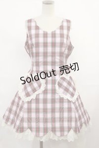 Angelic Pretty / タータンチェックスカラップジャンパースカート Free ピンク H-25-03-24-1010-AP-OP-NS-ZH