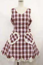 画像1: Angelic Pretty / タータンチェックスカラップジャンパースカート Free ピンク H-25-03-24-1010-AP-OP-NS-ZH (1)