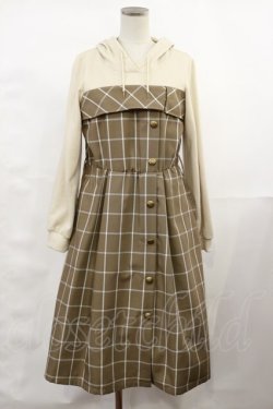 画像1: axes femme / パーカードッキングワンピース M ブラウン H-25-03-24-1013-AX-OP-NS-ZH