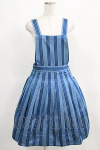 Jane Marple / Dot Stripe Jacquardのサロペットスカート  ブルー H-25-03-24-006-JM-OP-KB-ZH