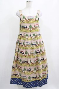 Jane Marple / Board gameストラップドレス  ピンク×ライトネイビー H-25-03-24-008-JM-OP-KB-ZH