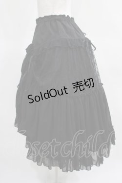 画像2: ALGONQUINS / レース切替ドレープロングスカート  ブラック H-25-03-24-011-AL-SK-KB-ZH