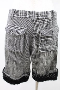 画像2: Jane Marple / ボアファー付グレンチェックパンツ  黒 H-25-03-25-034-JM-PA-KB-ZT391