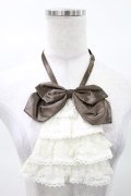PUTUMAYO / ジャボ付リボン  茶×オフ H-25-03-25-042-PT-ZA-KB-ZH