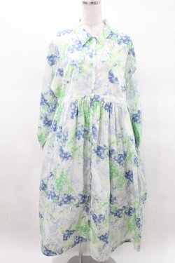 画像1: merry jenny / fog flowerシャツワンピース  ブルー H-25-03-25-005-LO-OP-KB-ZH