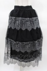 axes femme / レースティアードスカート M ブラック/グレー H-25-03-25-1044-AX-SK-NS-ZH