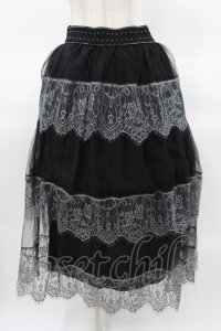 axes femme / レースティアードスカート M ブラック/グレー H-25-03-25-1044-AX-SK-NS-ZH