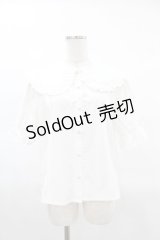 axes femme kawaii / 半袖丸襟コットンブラウス M オフ H-25-03-25-1053-AX-BL-NS-ZH