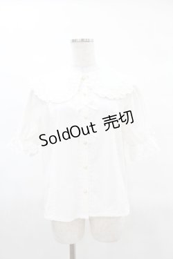 画像1: axes femme kawaii / 半袖丸襟コットンブラウス M オフ H-25-03-25-1053-AX-BL-NS-ZH