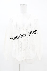 axes femme / 透かし柄ニットカーディガン M オフ H-25-03-25-1057-AX-TO-NS-ZH