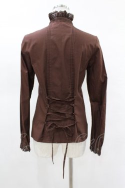 画像2: Victorian maiden / レースリボン付スタンドカラーブラウス Free ブラウン H-25-03-25-1028-CL-BL-NS-ZH