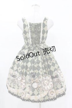 画像2: ALICE and the PIRATES / 時計じかけのおすましキャット柄 ジャンパースカートI Free グリーン H-25-03-25-1031-PA-OP-NS-ZH