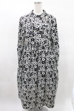 画像1: merry jenny / 2トーンフラワーシャツワンピース  ブラック H-25-03-25-007-LO-OP-KB-ZH