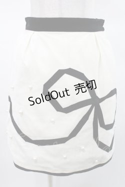 画像1: Jane Marple / パールリボンスカート  オフ×ブラック H-25-03-25-022-JM-SK-KB-ZT258