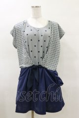 axes femme / ドットワンピース M ネイビー H-25-03-26-052-AX-OP-NS-ZH