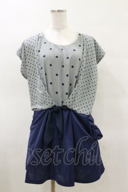 画像1: axes femme / ドットワンピース M ネイビー H-25-03-26-052-AX-OP-NS-ZH