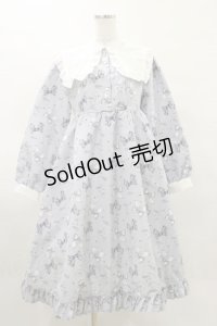 Lovely Tency / 眞白ありすコラボ/リボンプリントワンピース L 淡水色 H-25-03-26-065-LO-OP-NS-ZH