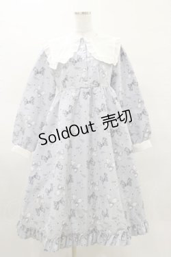画像1: Lovely Tency / 眞白ありすコラボ/リボンプリントワンピース L 淡水色 H-25-03-26-065-LO-OP-NS-ZH