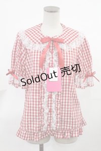 Angelic Pretty / ふんわりフリルギンガムブラウス Free レッド H-25-03-26-1033-AP-BL-NS-ZH