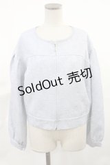 axes femme / ジャカードノーカラージャケット M サックス H-25-03-26-1012-AX-JA-NS-ZH