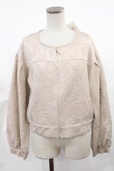 axes femme / ジャカードノーカラージャケット M アイボリー H-25-03-26-1013-AX-JA-NS-ZH