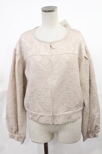 axes femme / ジャカードノーカラージャケット M アイボリー H-25-03-26-1013-AX-JA-NS-ZH