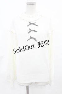 Ank Rouge / 肩レースフリルニット M オフ H-25-03-26-1021-CA-TO-NS-ZH