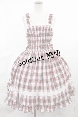 画像1: BABY,THE STARS SHINE BRIGHT / タータンチェックリボンシャーリングプリンセスジャンパースカート Free ピンク H-25-03-26-1003-BA-SK-NS-ZH
