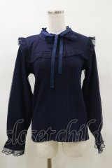axes femme / リボン付き切替プルオーバー Free ネイビー H-25-03-26-017-AX-TO-NS-ZH