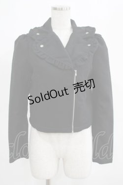 画像1: Ank Rouge / フリルライダースジャケット M ブラック H-25-03-27-043-CA-JA-NS-ZH