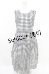 Jane Marple / シャーリングチェックティアードドレス M ブラック×アイボリー H-25-03-27-1007-JM-OP-KB-ZH
