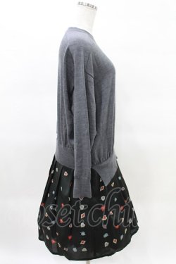 画像2: Jane Marple Dans Le Salon / Knit&Playing cards collaborationドレス M ミックスグレー×ブラック H-25-03-27-1008-JM-OP-KB-ZH