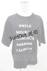 Jane Marple Dans Le Salon / Just smile T-shirt M ブラック×オフ H-25-03-27-1014-JM-TO-KB-ZH