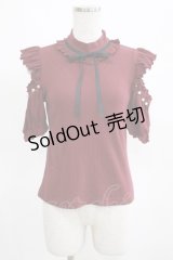 Ank Rouge / 肩あきフリルパールトップス M ボルドー H-25-03-27-058-CA-TO-NS-ZH