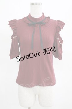 画像1: Ank Rouge / 肩あきフリルパールトップス M ボルドー H-25-03-27-058-CA-TO-NS-ZH