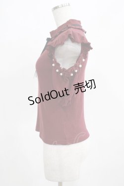 画像2: Ank Rouge / 肩あきフリルパールトップス M ボルドー H-25-03-27-058-CA-TO-NS-ZH