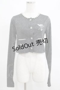 Ank Rouge / エンジェル刺繍ラメテレコカーデ M ブラック H-25-03-27-059-CA-TO-NS-ZH