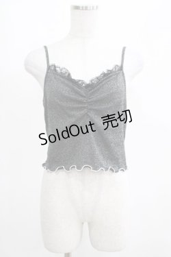 画像1: Ank Rouge / ラメテレコキャミ M ブラック H-25-03-27-060-CA-TO-NS-ZH