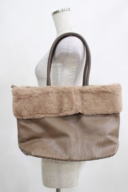 画像2: axes femme / ファー付きトートバッグ  ブラウン H-25-03-27-063-AX-BG-NS-ZH