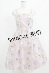 axes femme kawaii / ロイヤルベアーズ柄ジャンスカ M ピンク H-25-03-27-008-AX-OP-NS-ZH