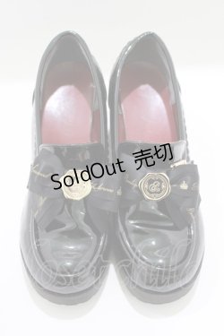 画像1: Amavel / ロゴリボンローファーパンプス L ブラックエナメル H-25-03-27-074-CA-SH-NS-ZH