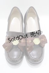 Amavel / ロゴリボンローファーパンプス L ブラウン H-25-03-27-075-CA-SH-NS-ZH