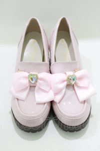 Amavel / ハートビジュー付ローファーパンプス L ピンク H-25-03-27-076-CA-SH-NS-ZH