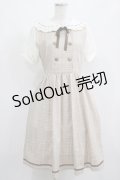 axes femme POETIQUE / ダブルボタンチェック半袖ワンピース M ベージュ H-25-03-27-011-AX-OP-NS-ZH