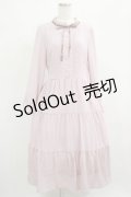 axes femme / 楊柳シフォンティアードワンピース M ピンク H-25-03-27-019-AX-OP-NS-ZH