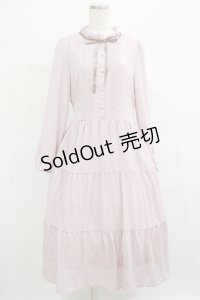 axes femme / 楊柳シフォンティアードワンピース M ピンク H-25-03-27-019-AX-OP-NS-ZH